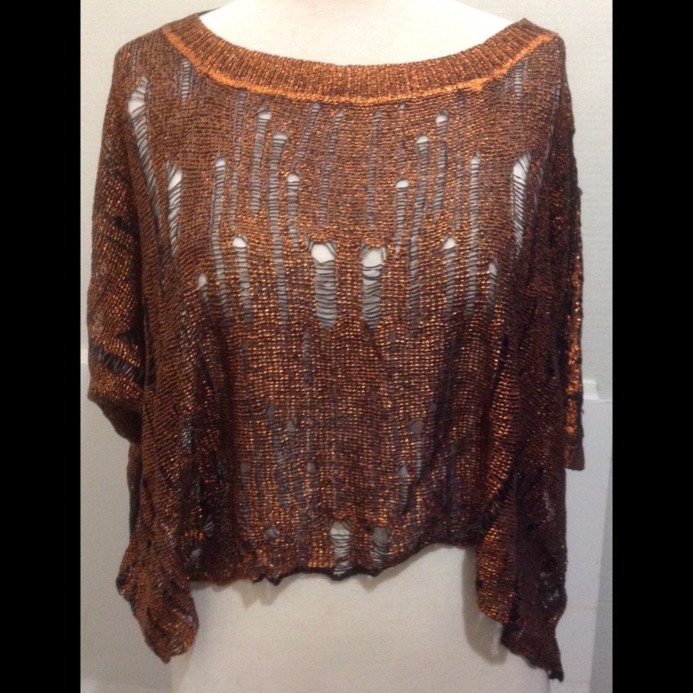 COPY - Very attractive Metallic orange w Black Top Knit